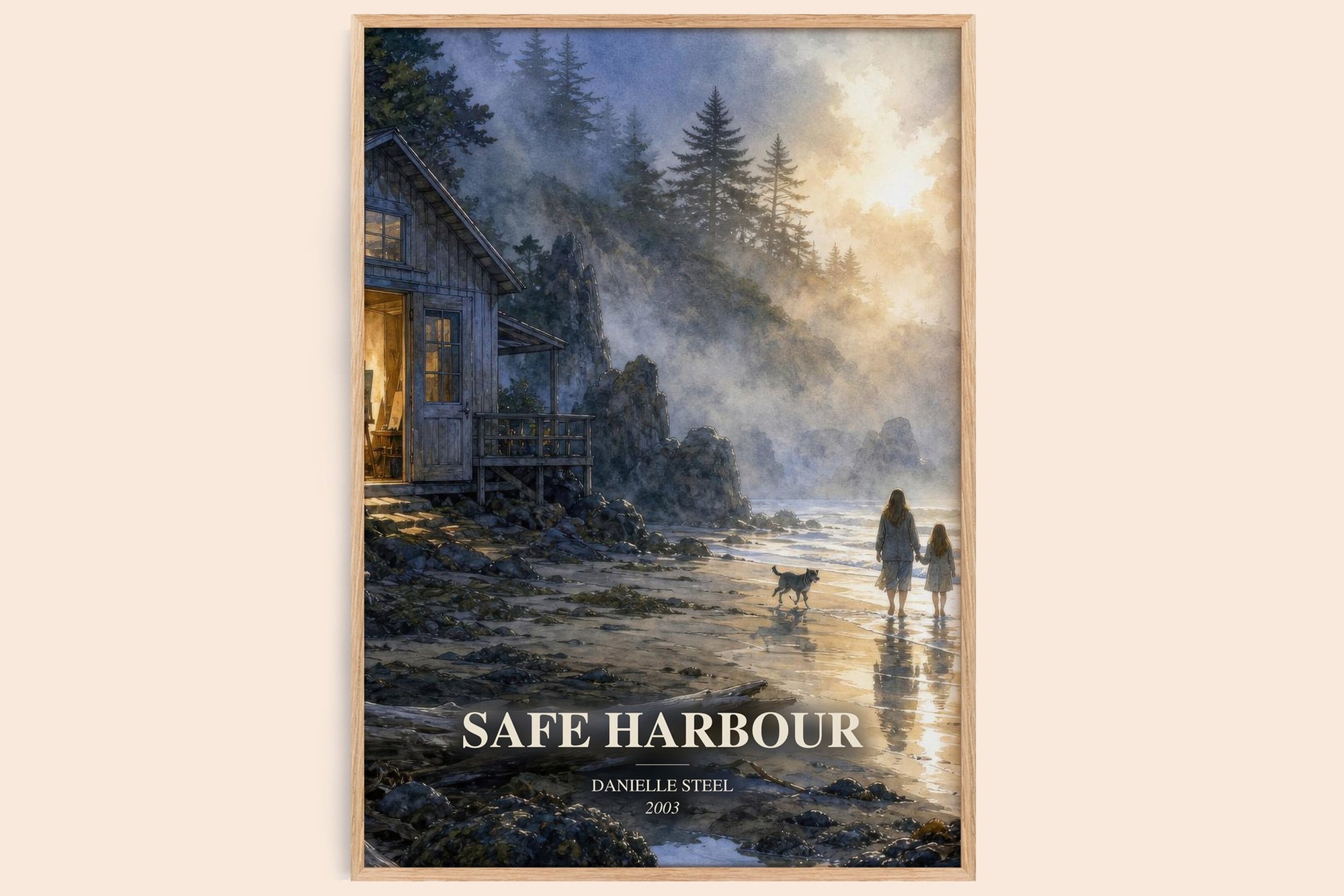 Safe Harbour watercolour book poster by Danielle Steel – framed literary art print