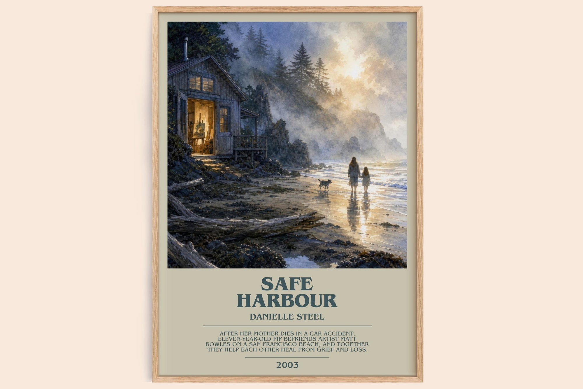 Safe Harbour bookish book poster by Danielle Steel – framed literary art print