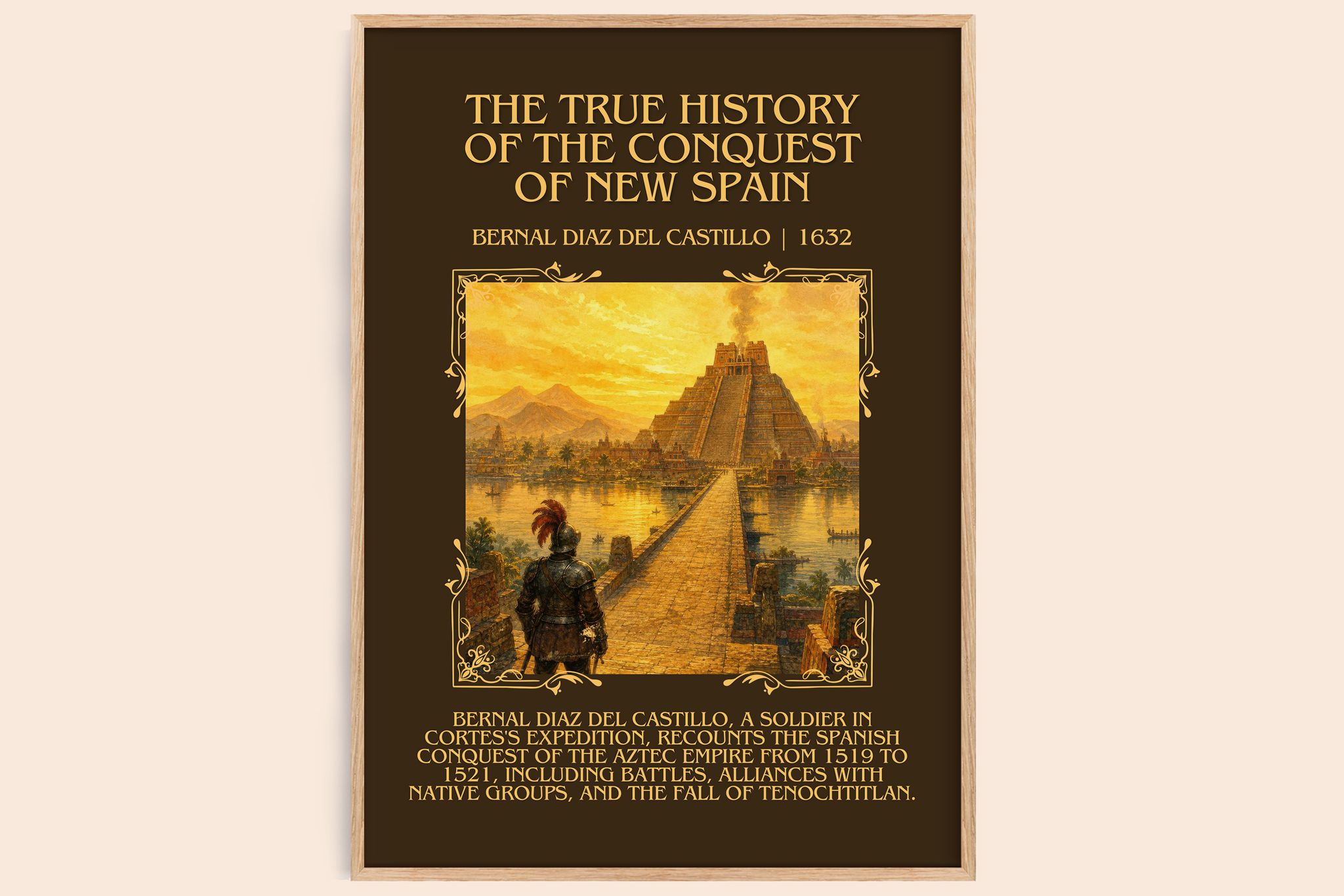 The True History of the Conquest of New Spain Minimalist Book Poster by Bernal Díaz del Castillo