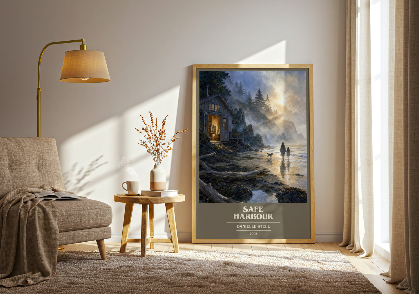 Safe Harbour book cover print on bookshelf – Danielle Steel fan gift
