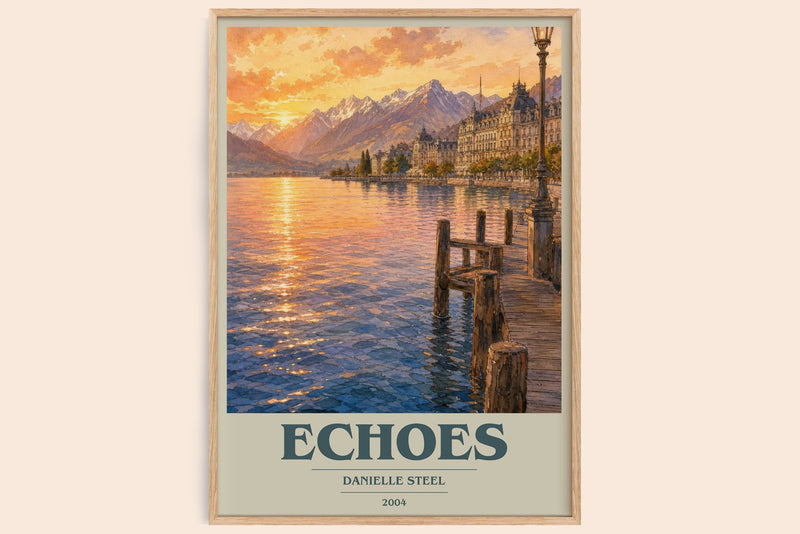 Echoes book cover book poster by Danielle Steel – framed literary art print
