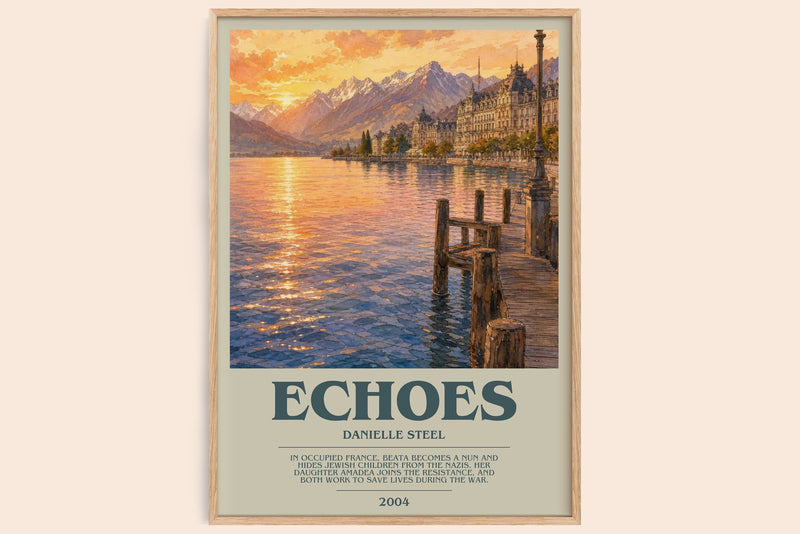 Echoes bookish book poster by Danielle Steel – framed literary art print