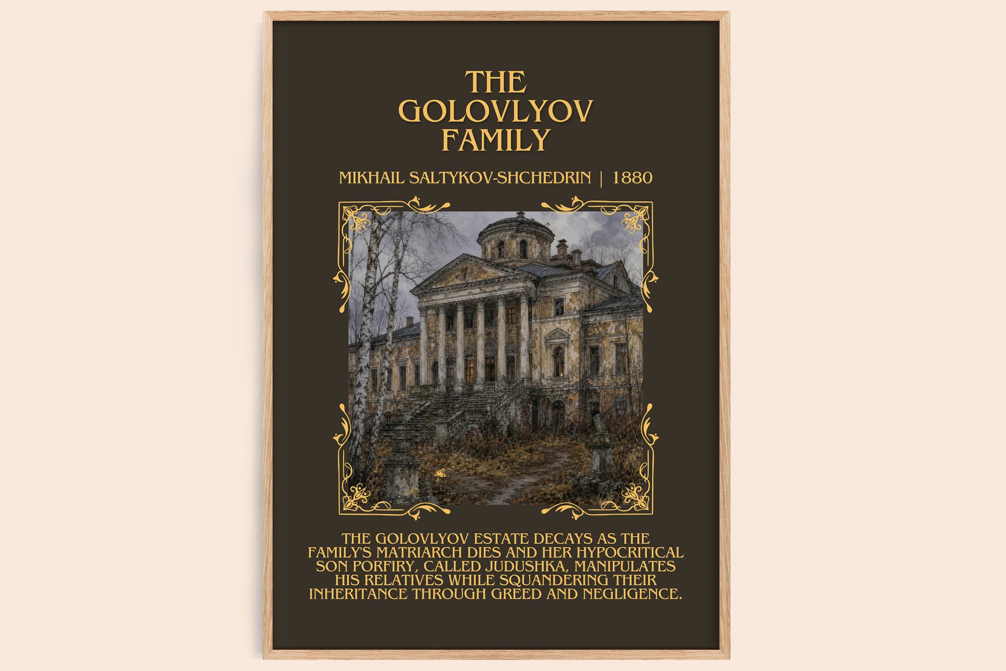 Golovlyov Family Minimalist Book Poster by Mikhail Saltykov-Shchedrin