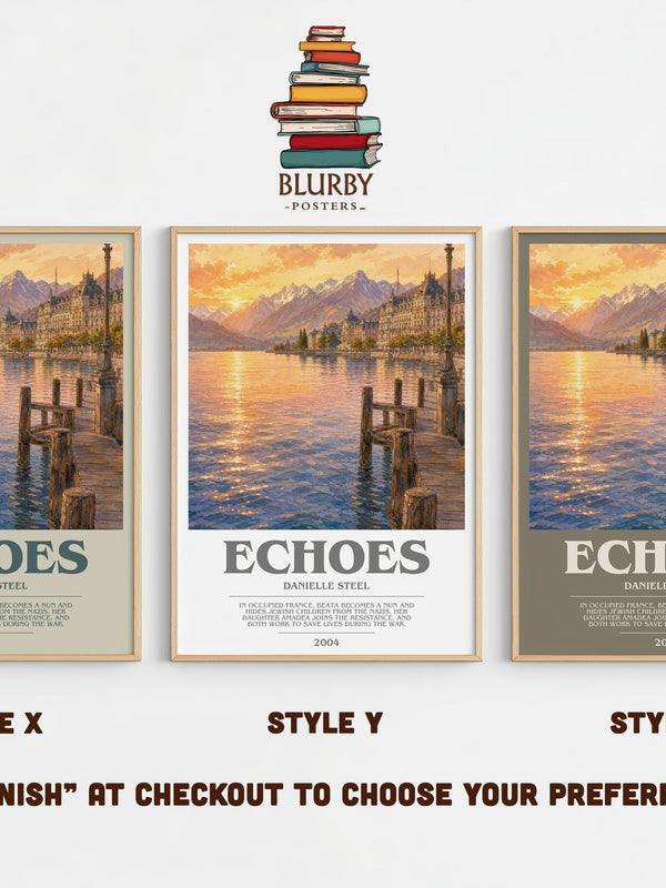 Echoes bookish print in frame leaning in hallway – historical fiction wall art