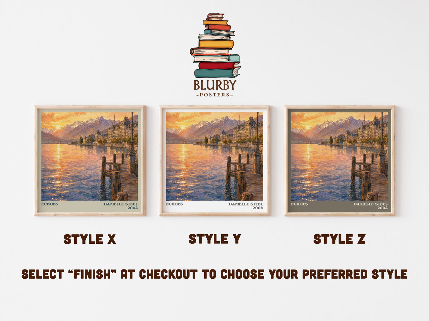 Echoes literary print in frame leaning in hallway – historical fiction wall art