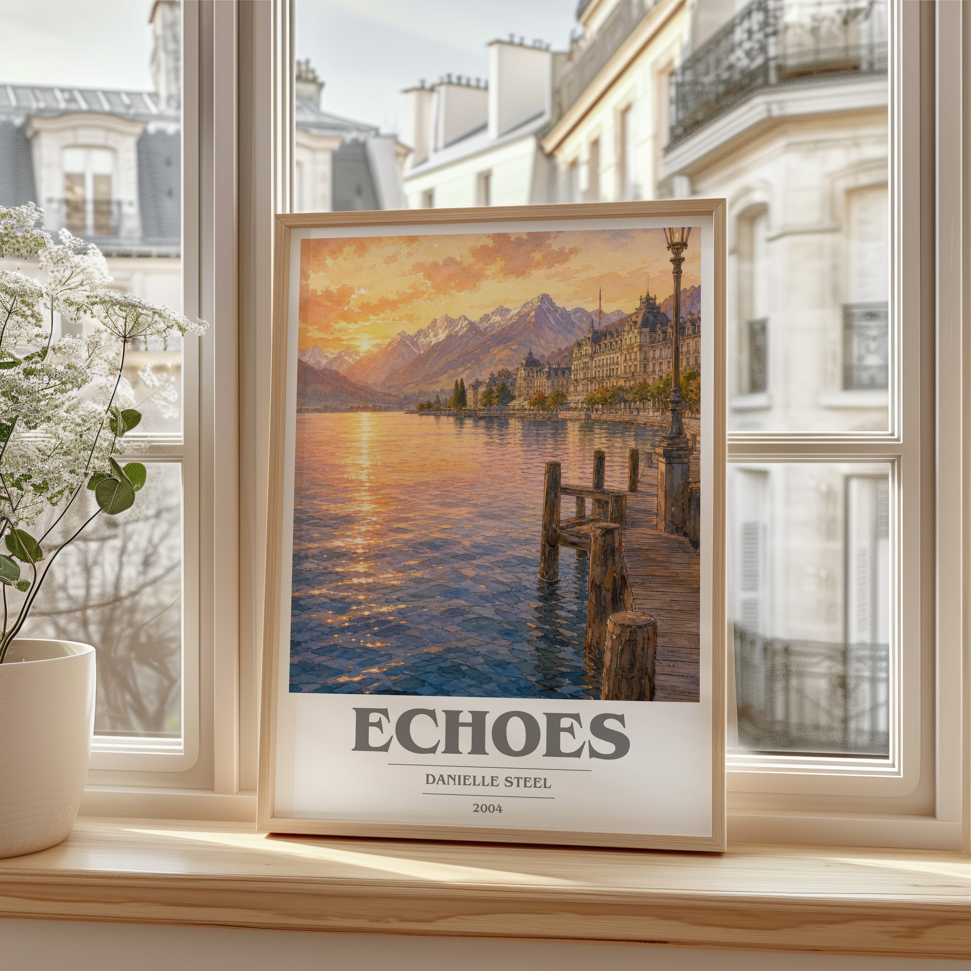 Echoes book cover poster colour and style options – Danielle Steel book art