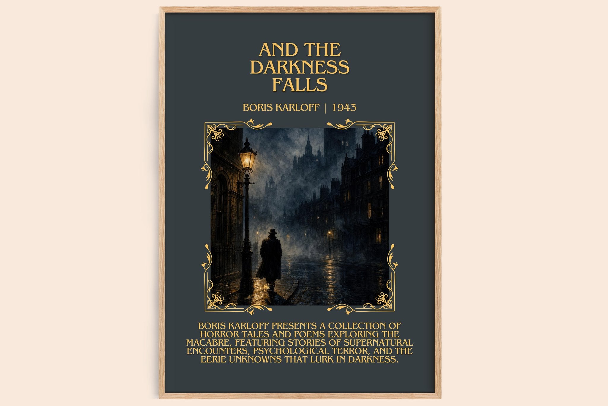 And The Darkness Falls Minimalist Book Poster by Boris Karloff