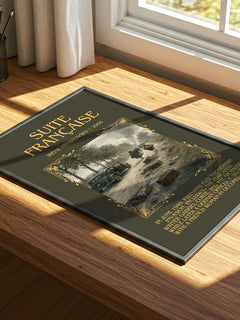 Suite Française Minimalist Book Poster by Irène Némirovsky – print on a sunlit desk
