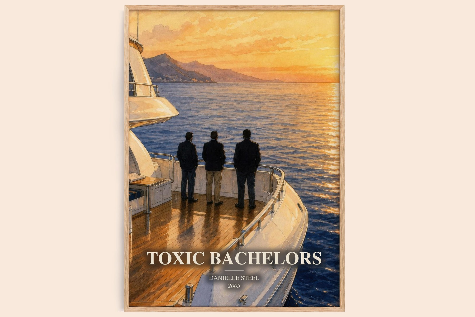 Toxic Bachelors watercolour book poster by Danielle Steel – framed literary art print