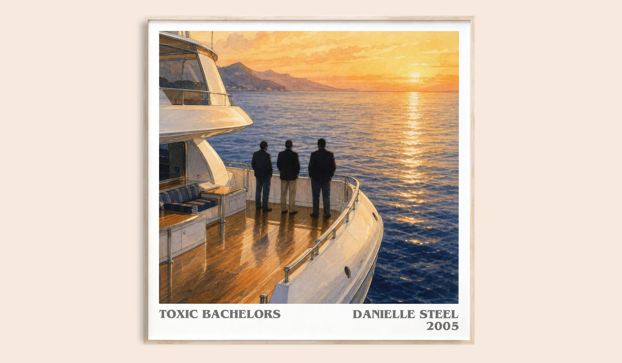 Toxic Bachelors literary book poster by Danielle Steel – framed literary art print