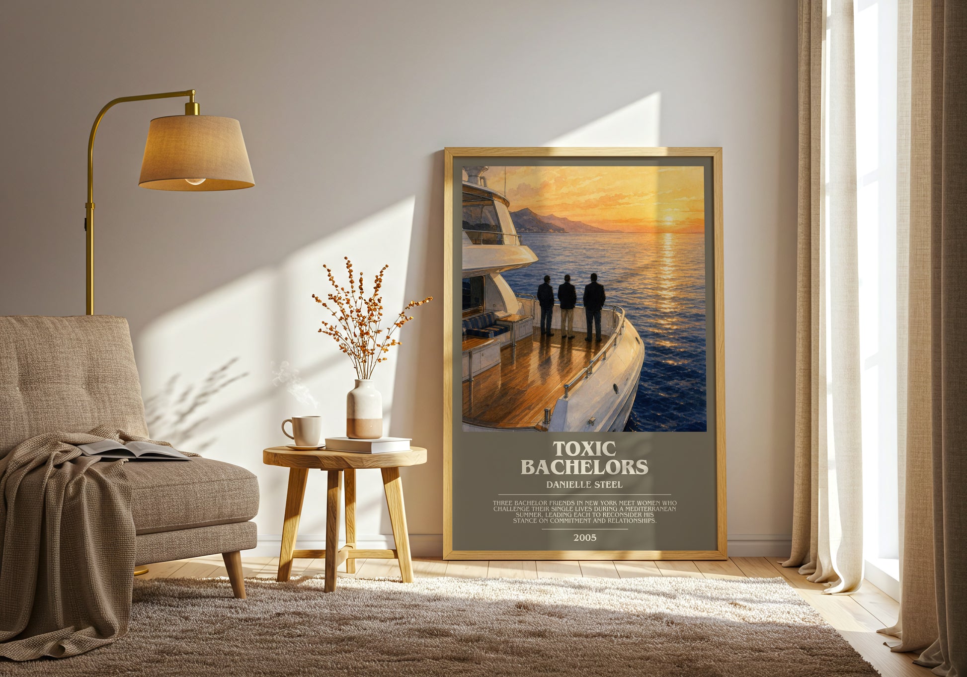 Toxic Bachelors bookish print on bookshelf – Danielle Steel fan gift