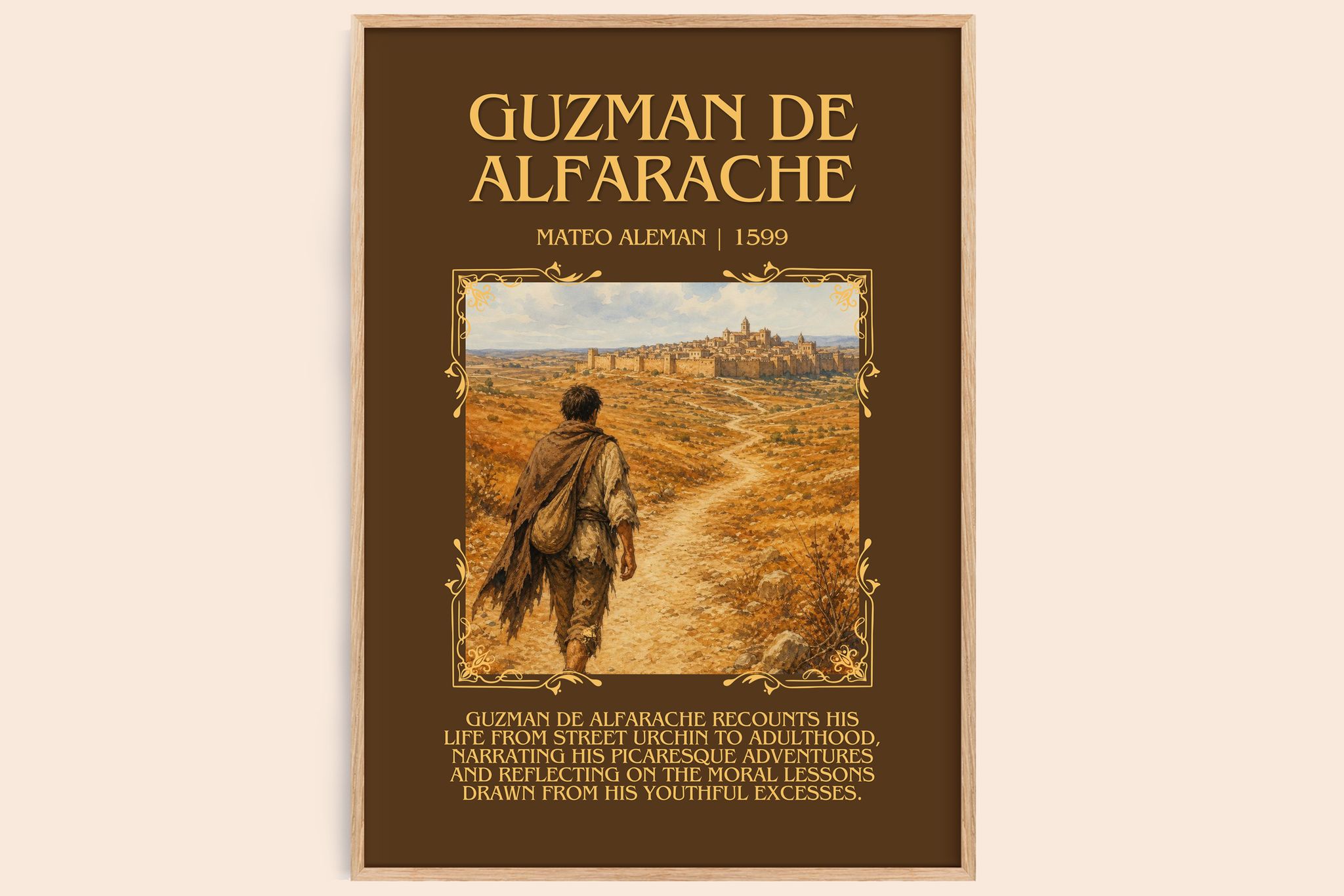 Guzmán de Alfarache Minimalist Book Poster by Mateo Alemán