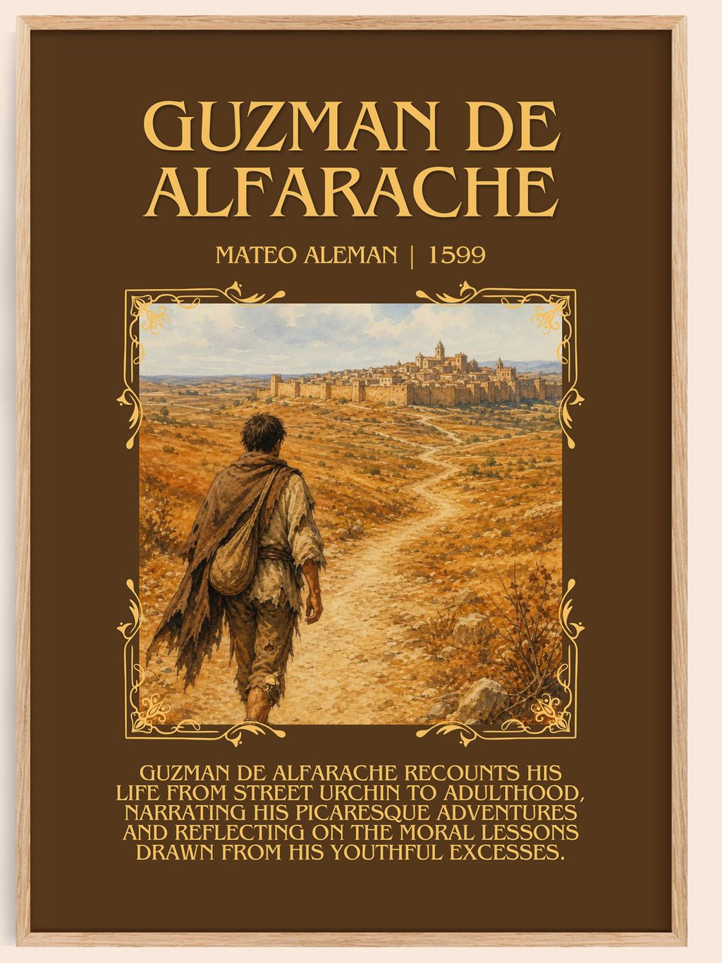 Guzmán de Alfarache Minimalist Book Poster by Mateo Alemán – book poster