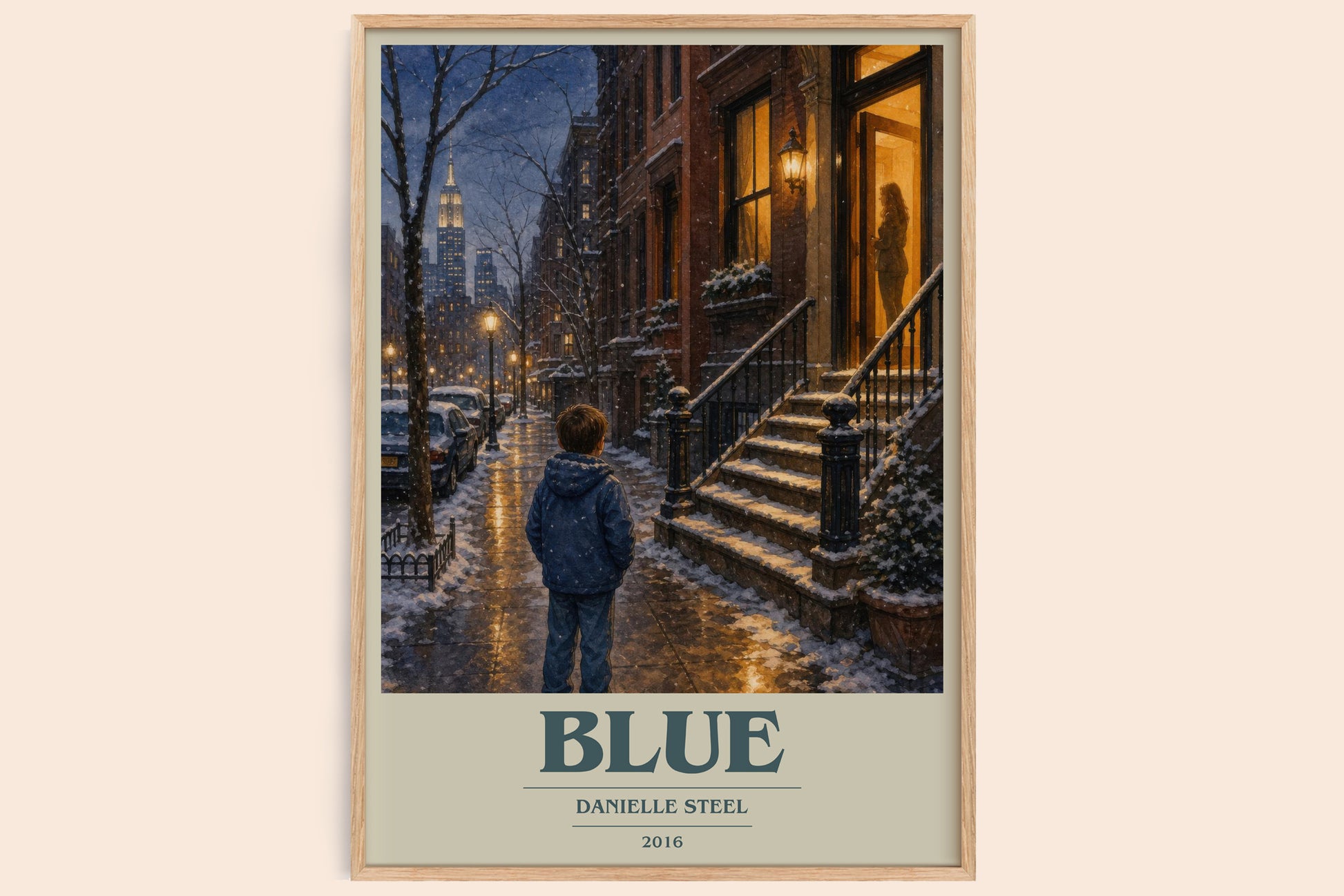Blue book cover book poster by Danielle Steel – framed literary art print