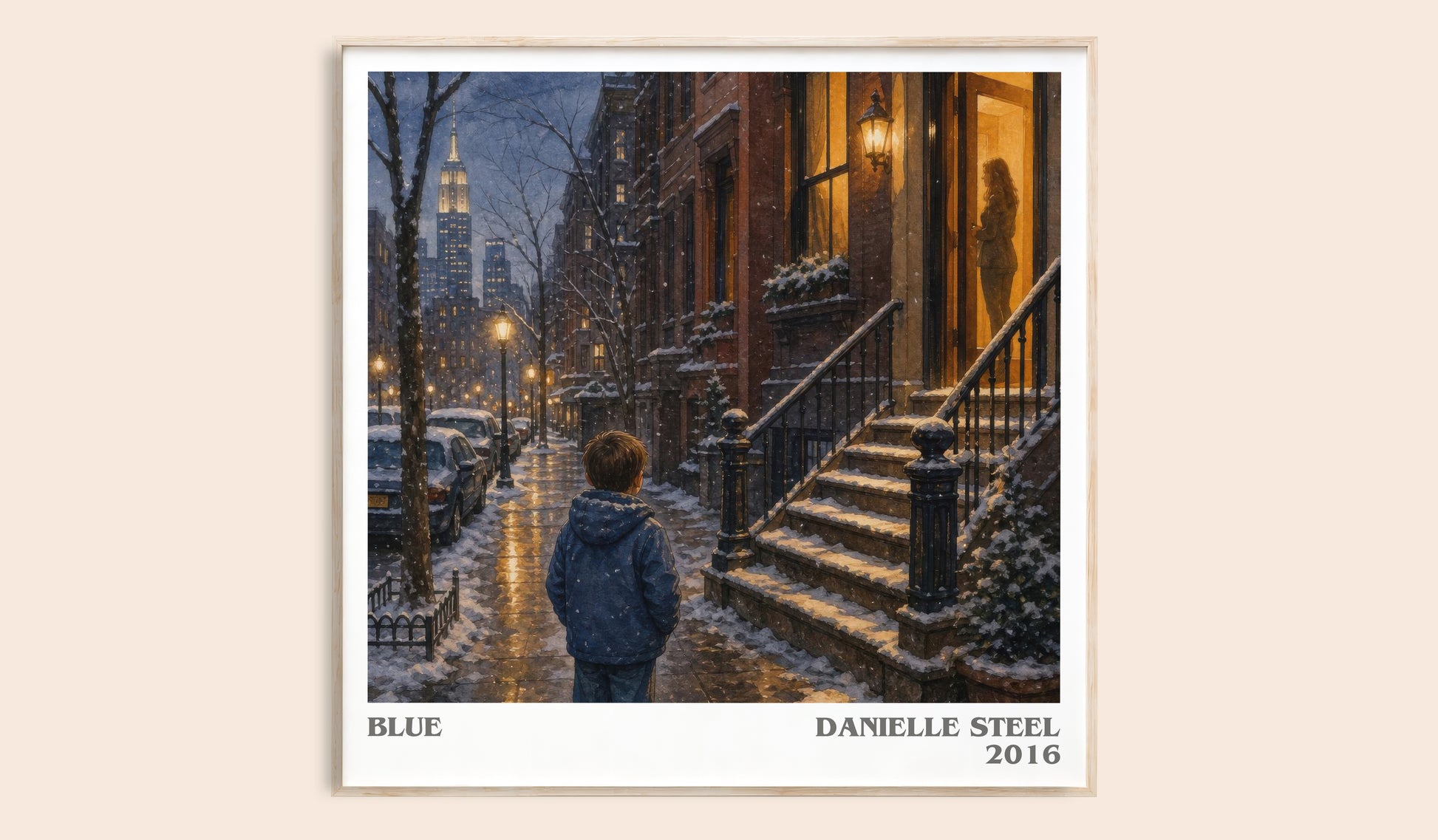 Blue literary book poster by Danielle Steel – framed literary art print