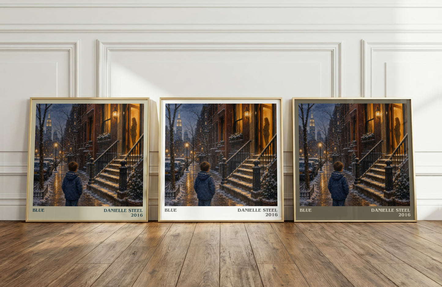 Blue literary art print colour and style options – Danielle Steel book art