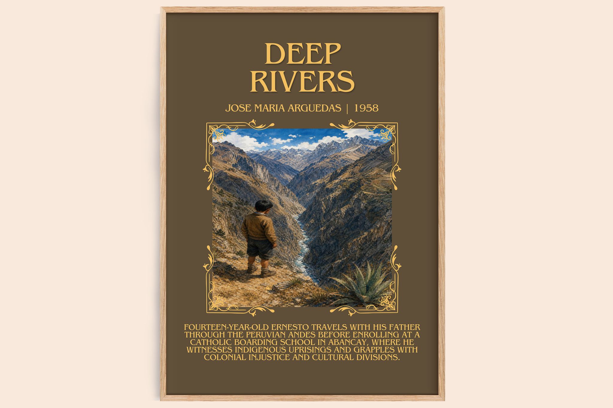 Deep Rivers Minimalist Book Poster by José María Arguedas