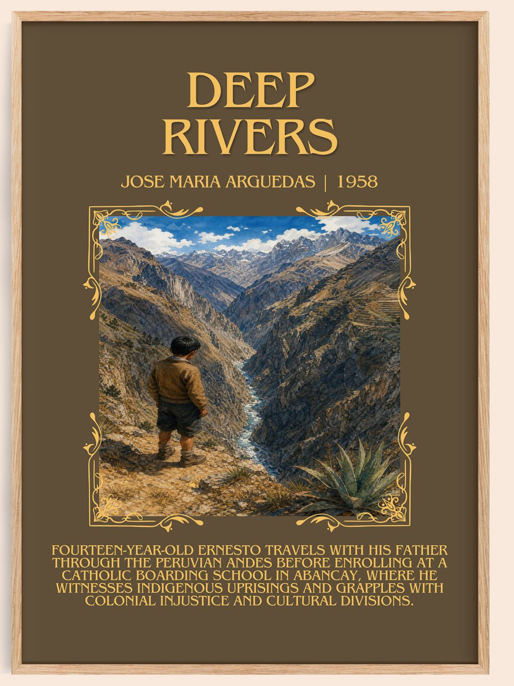 Deep Rivers Minimalist Book Poster by José María Arguedas – book poster