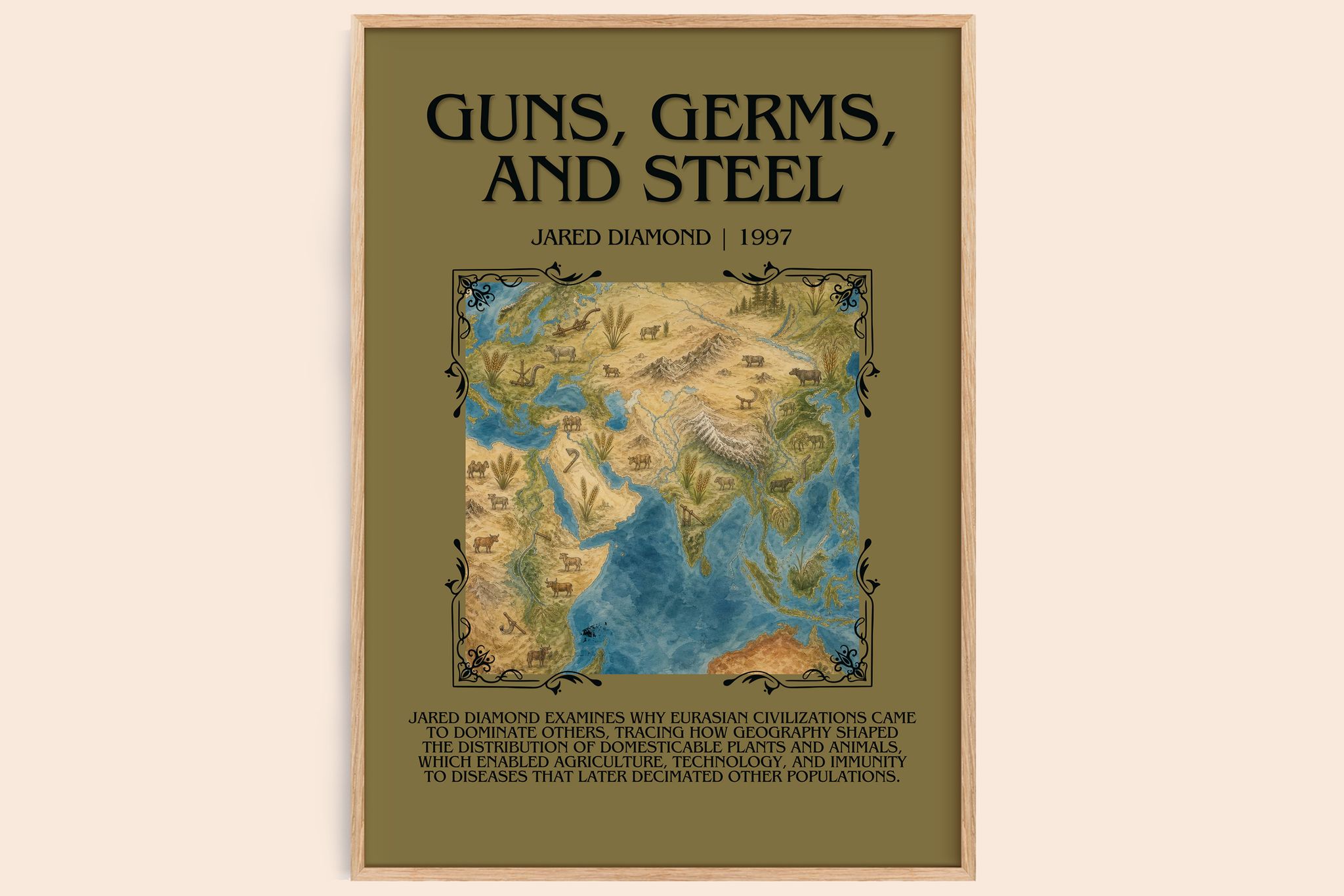 Guns, Germs, and Steel Minimalist Book Poster by Jared Diamond