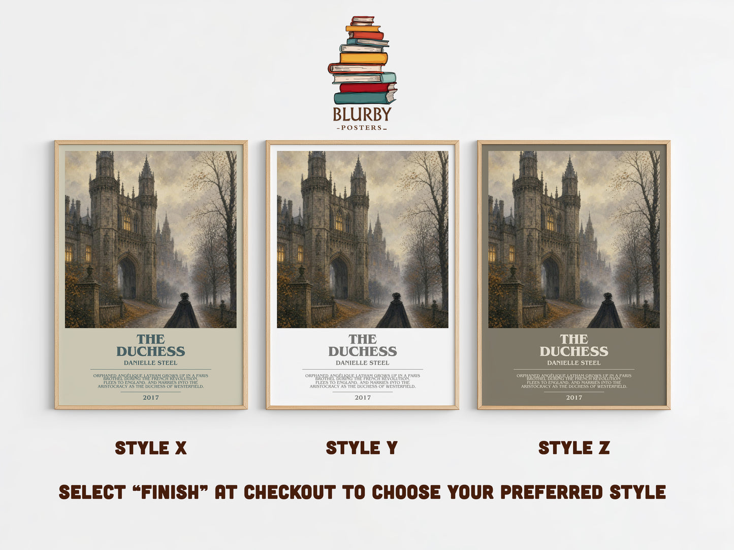 The Duchess bookish print in frame leaning in hallway – historical fiction wall art
