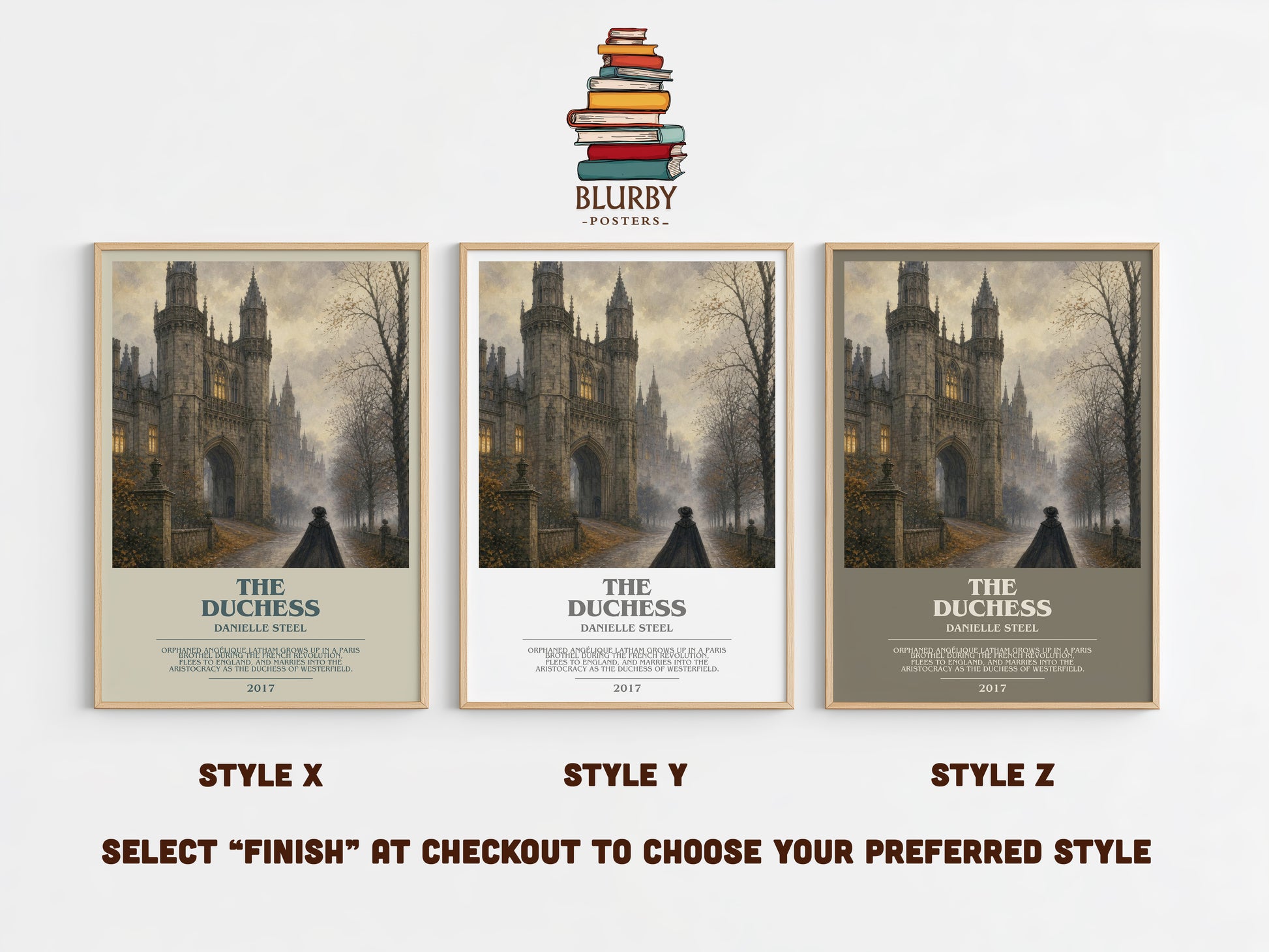 The Duchess bookish print in frame leaning in hallway – historical fiction wall art