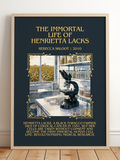 Immortal Life of Henrietta Lacks Minimalist Book Poster by R. Skloot – framed print leaning on a wooden floor