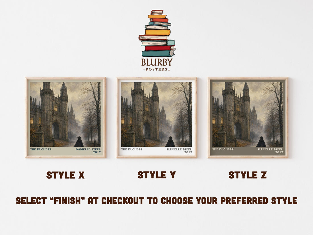 The Duchess literary print in frame leaning in hallway – historical fiction wall art (mockup)