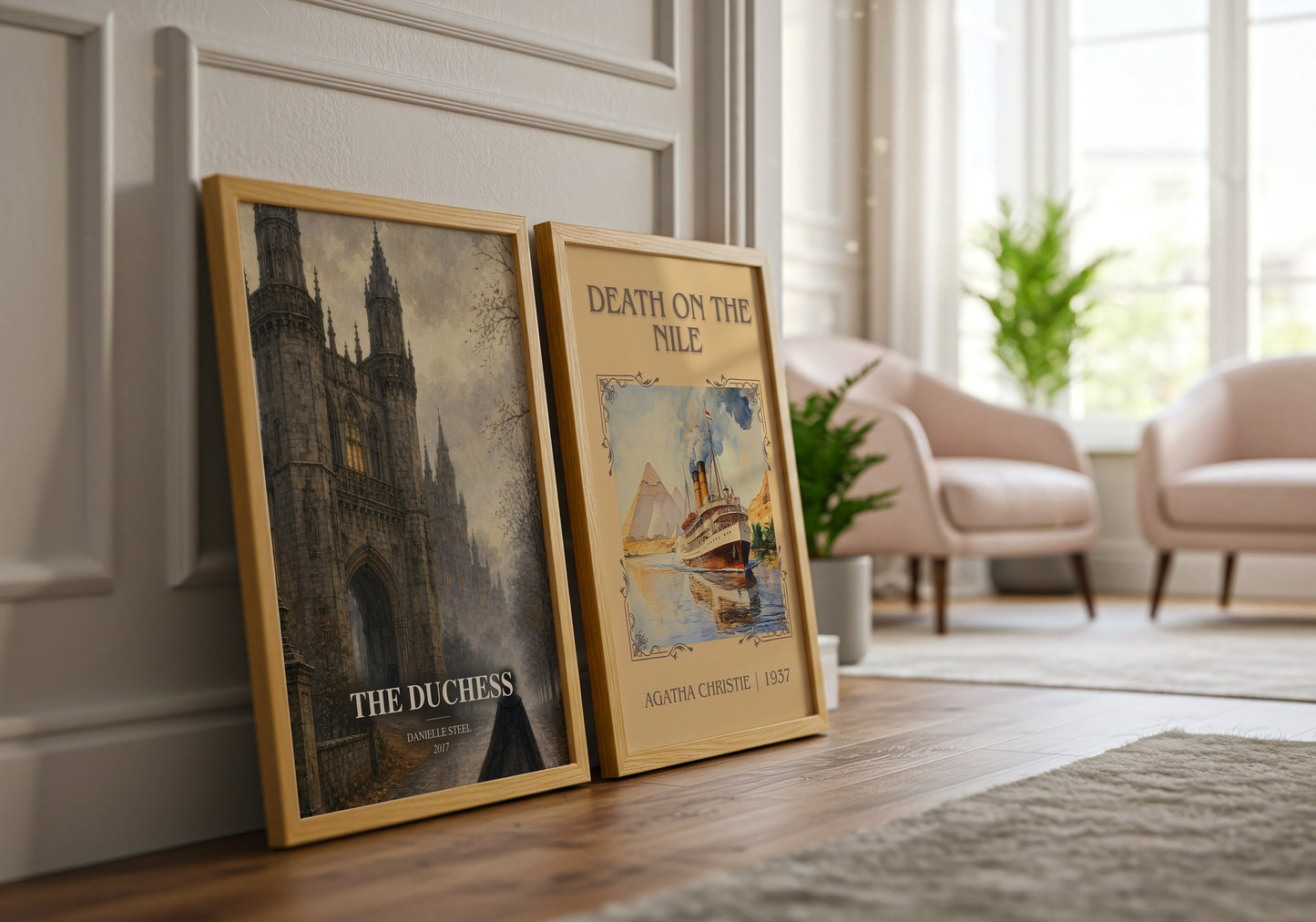 The Duchess watercolour print framed by window – literary home decor