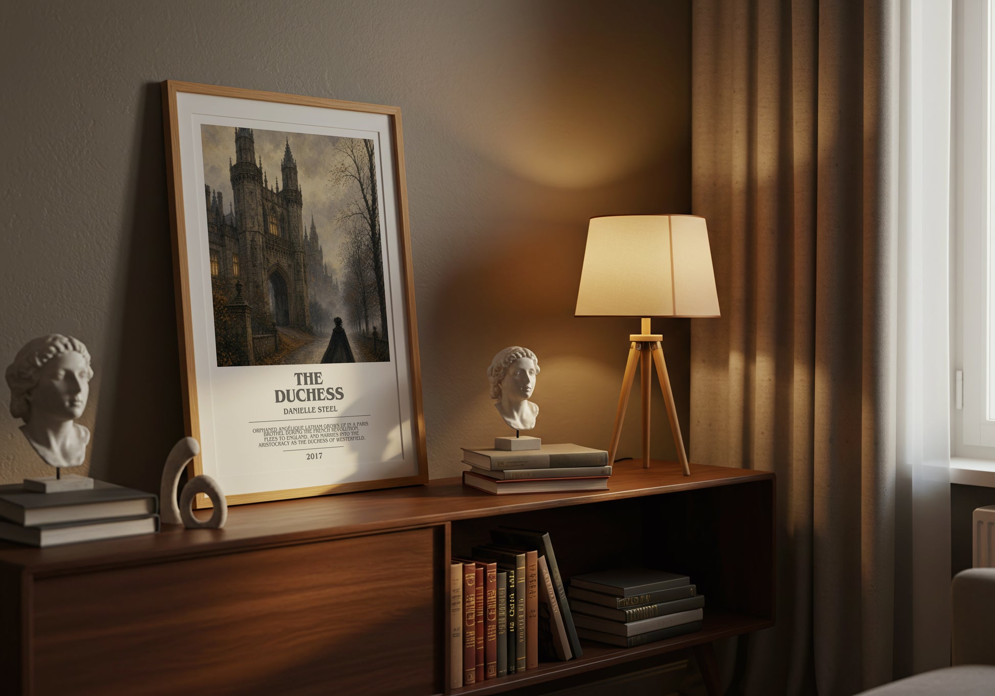 The Duchess bookish book poster framed on wall – historical fiction wall art
