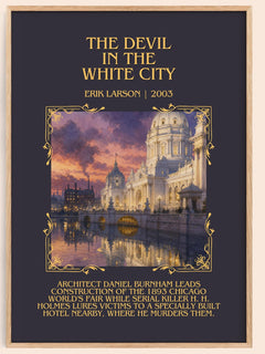 The Devil In The White City Minimalist Book Poster by Erik Larson – book poster