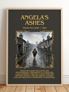 Angela's Ashes Minimalist Book Poster by Frank McCourt – framed print leaning on a wooden floor
