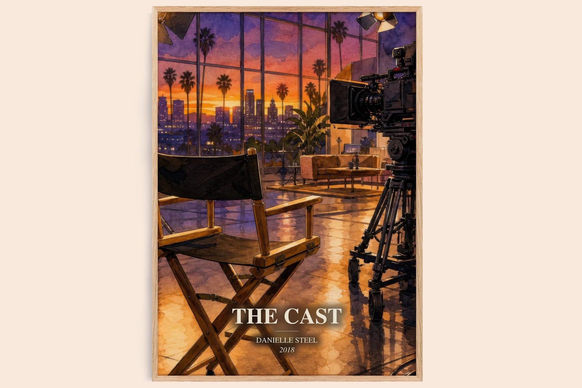 The Cast watercolour book poster by Danielle Steel – framed literary art print