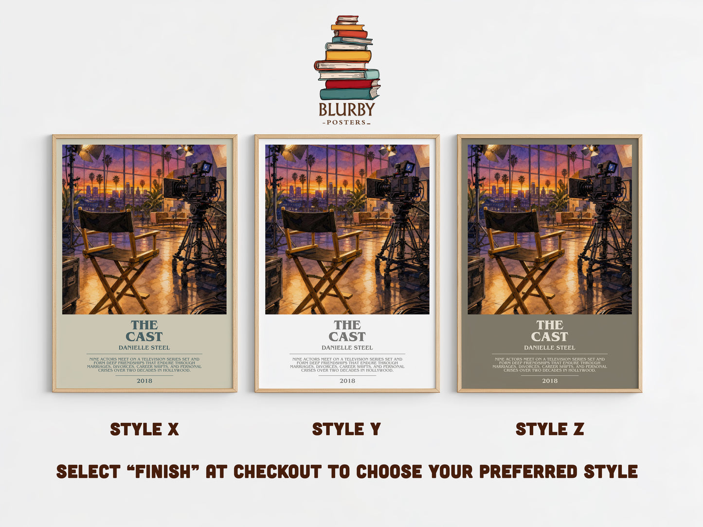 The Cast bookish print in frame leaning in hallway – contemporary fiction wall art