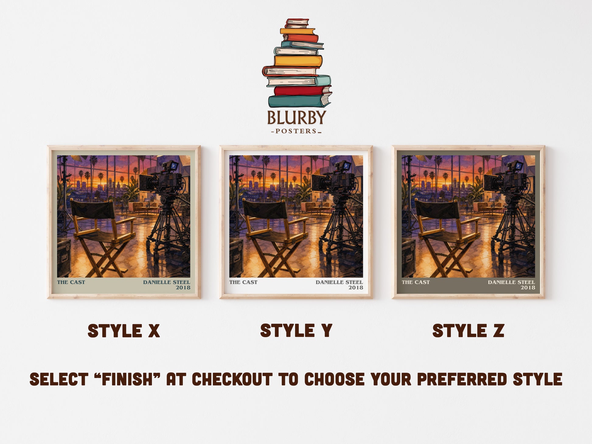 The Cast literary print in frame leaning in hallway – contemporary fiction wall art