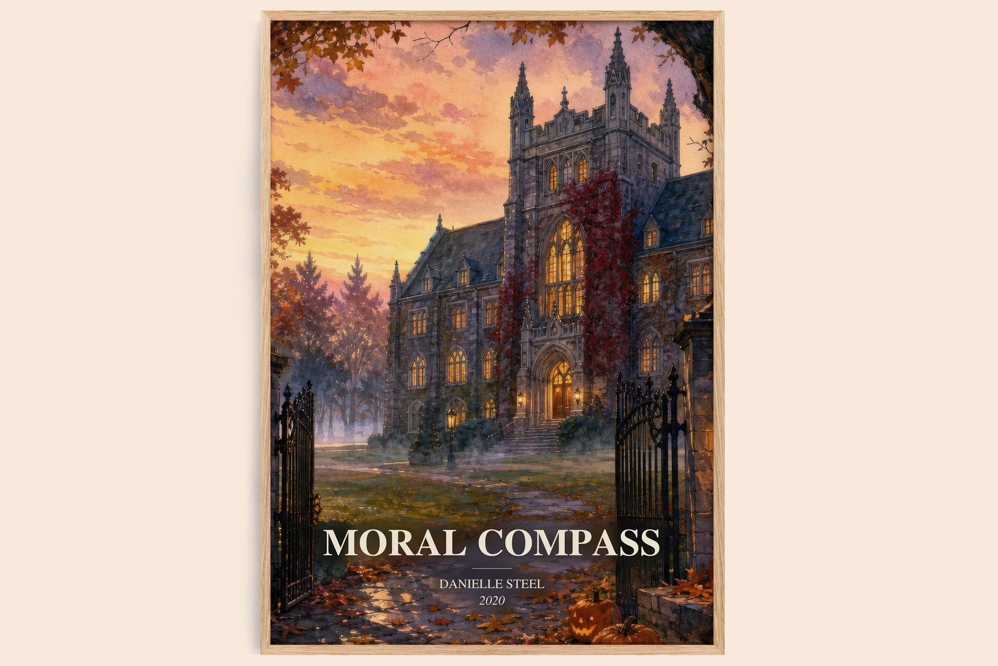 Moral Compass watercolour book poster by Danielle Steel – framed literary art print