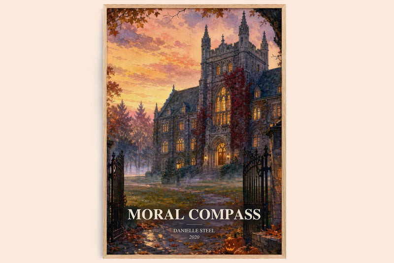 Moral Compass watercolour book poster by Danielle Steel – framed literary art print