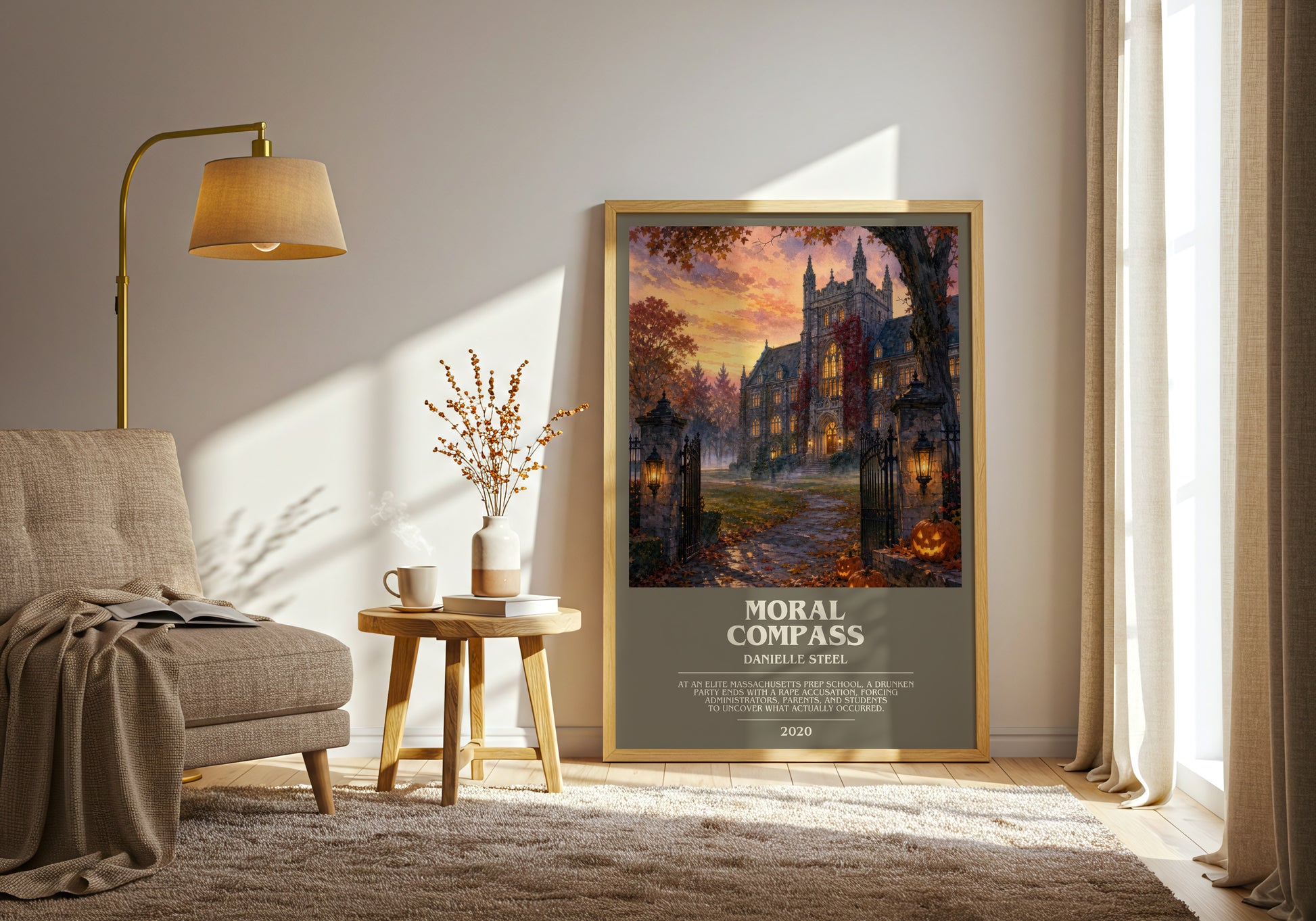 Moral Compass bookish print on bookshelf – Danielle Steel fan gift