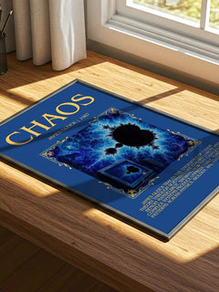 Chaos Minimalist Book Poster by James Gleick – print on a sunlit desk