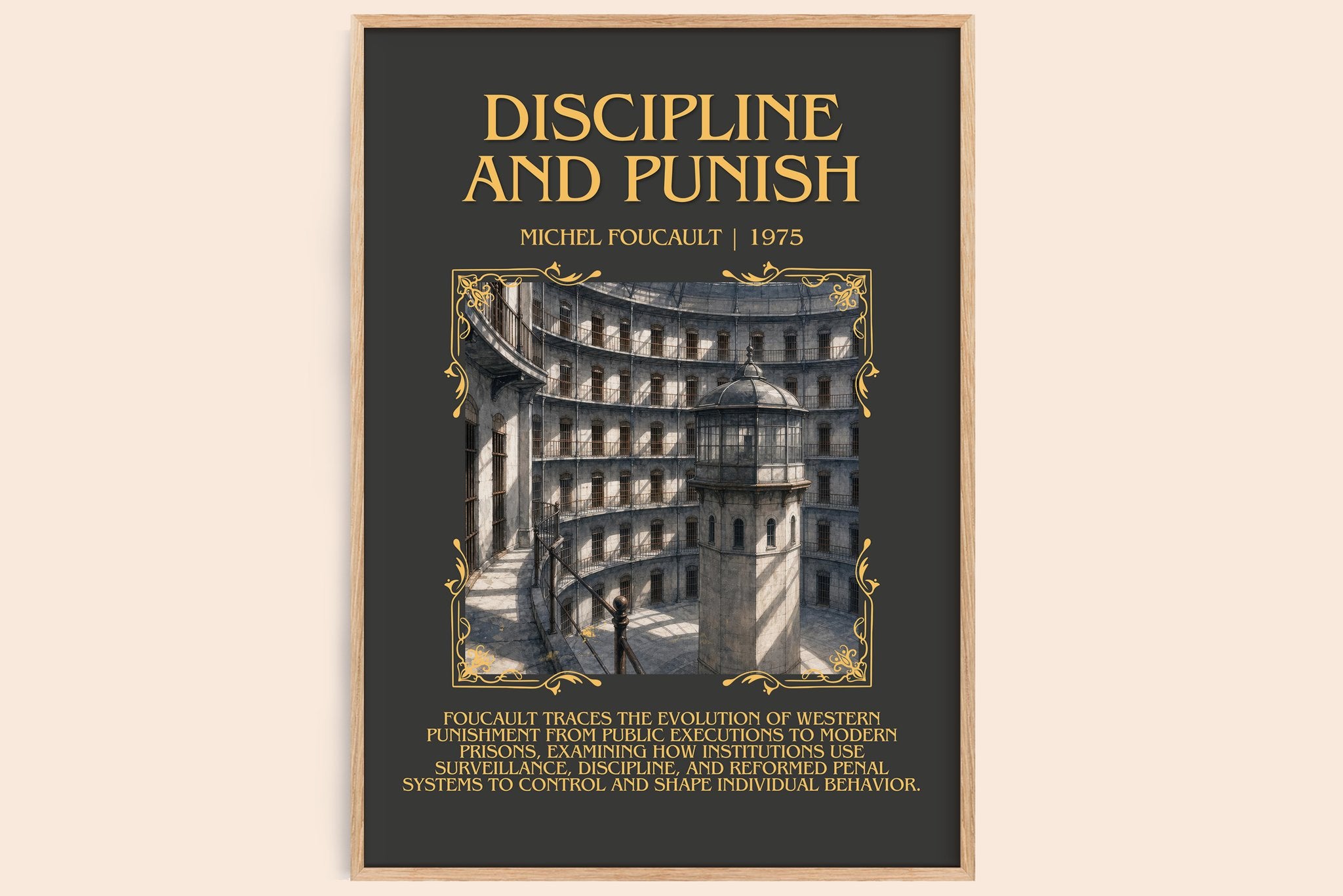 Discipline and Punish Minimalist Book Poster by Michel Foucault