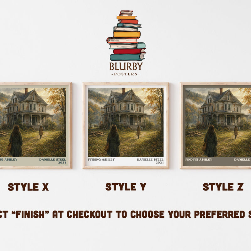 Finding Ashley literary print in frame leaning in hallway – contemporary fiction wall art