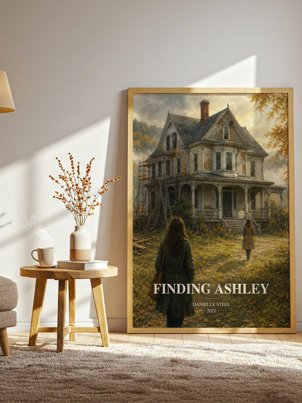 Finding Ashley watercolour print in frame leaning in hallway – contemporary fiction wall art