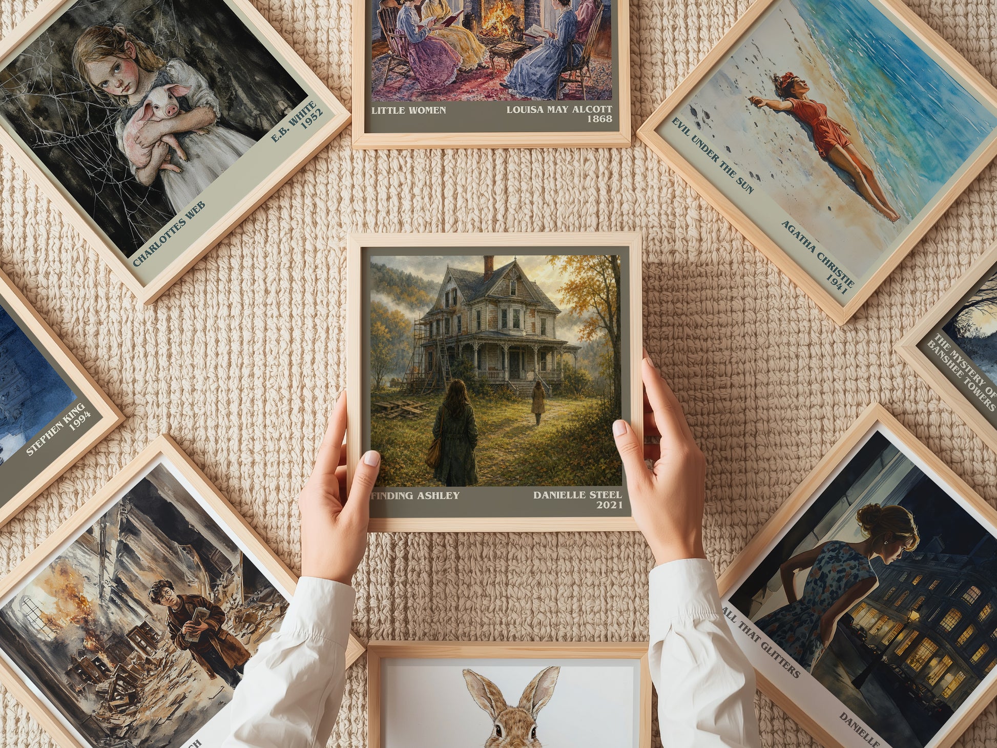 Finding Ashley literary book poster framed on wall – contemporary fiction wall art