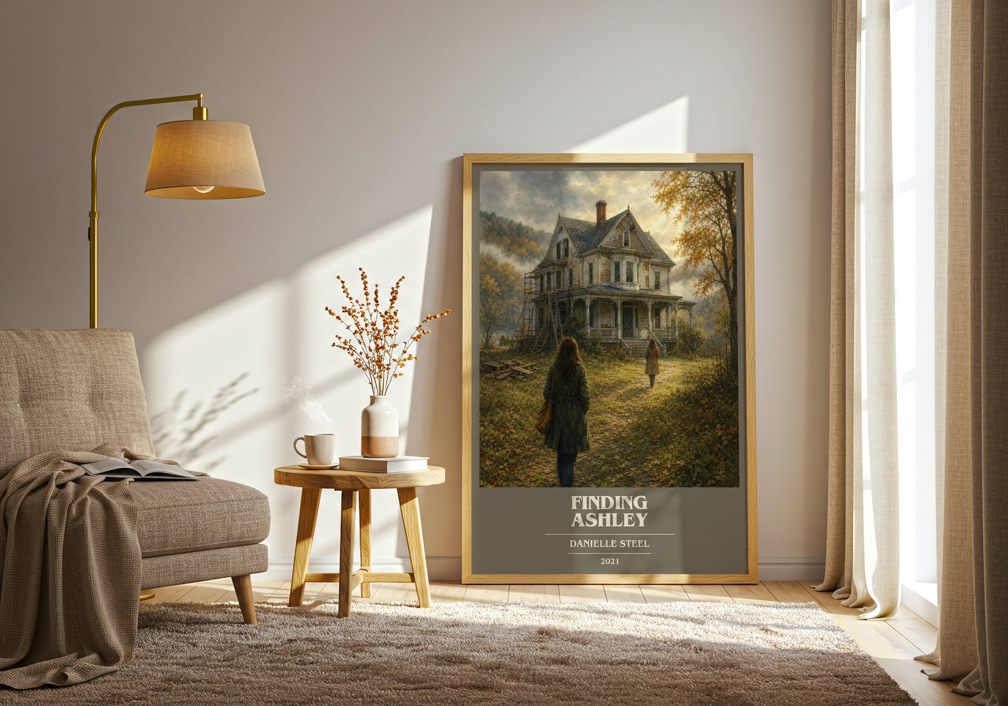 Finding Ashley book cover print on bookshelf – Danielle Steel fan gift