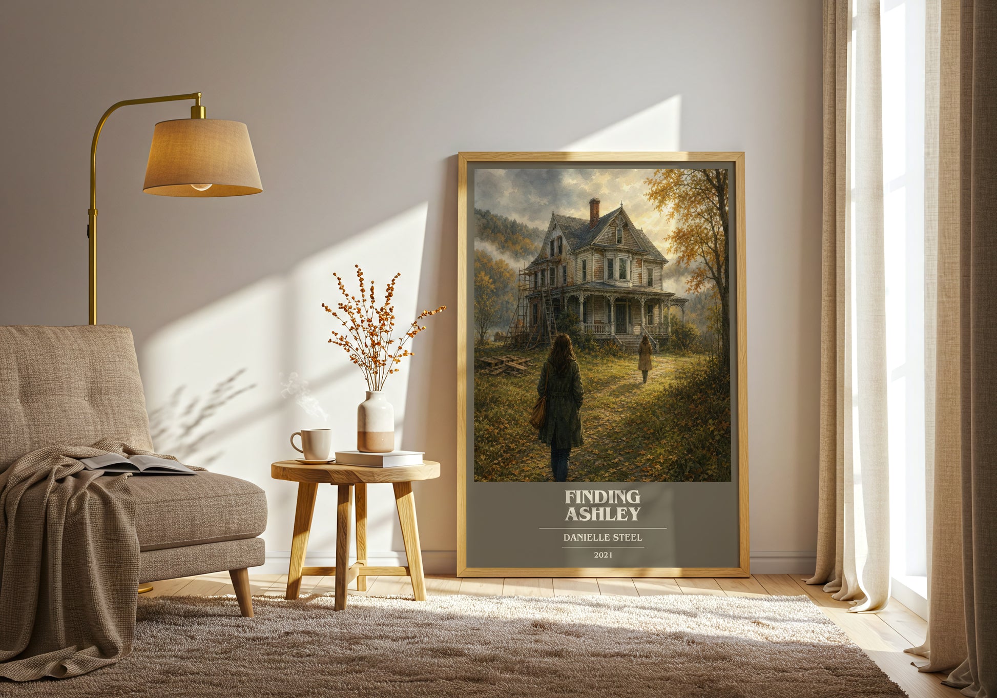 Finding Ashley book cover print on bookshelf – Danielle Steel fan gift