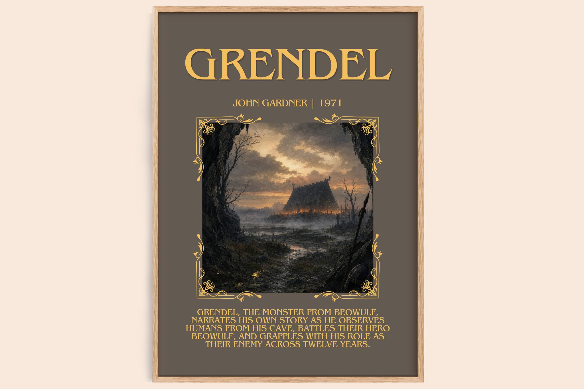 Grendel Minimalist Book Poster by John Gardner