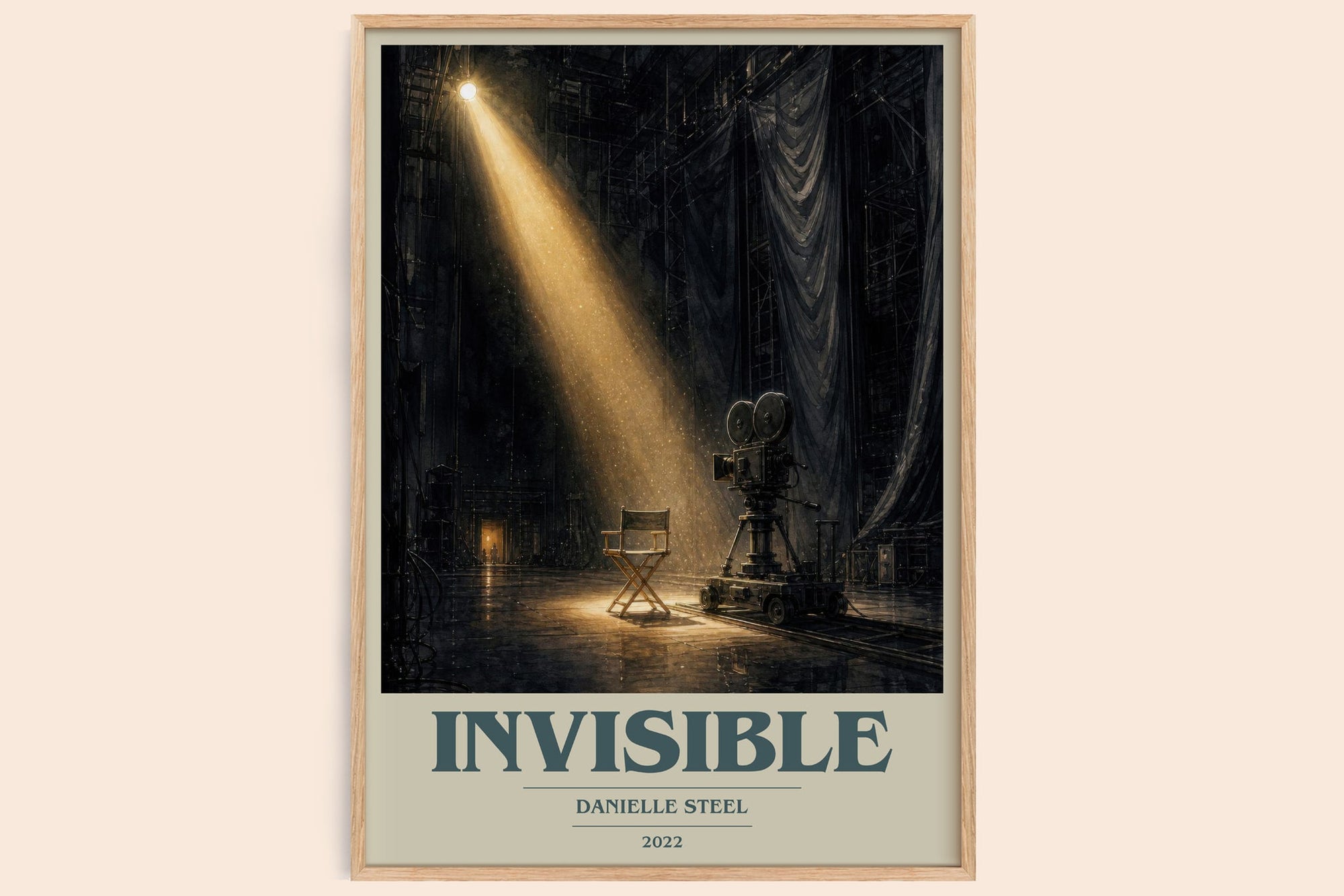 Invisible book cover book poster by Danielle Steel – framed literary art print