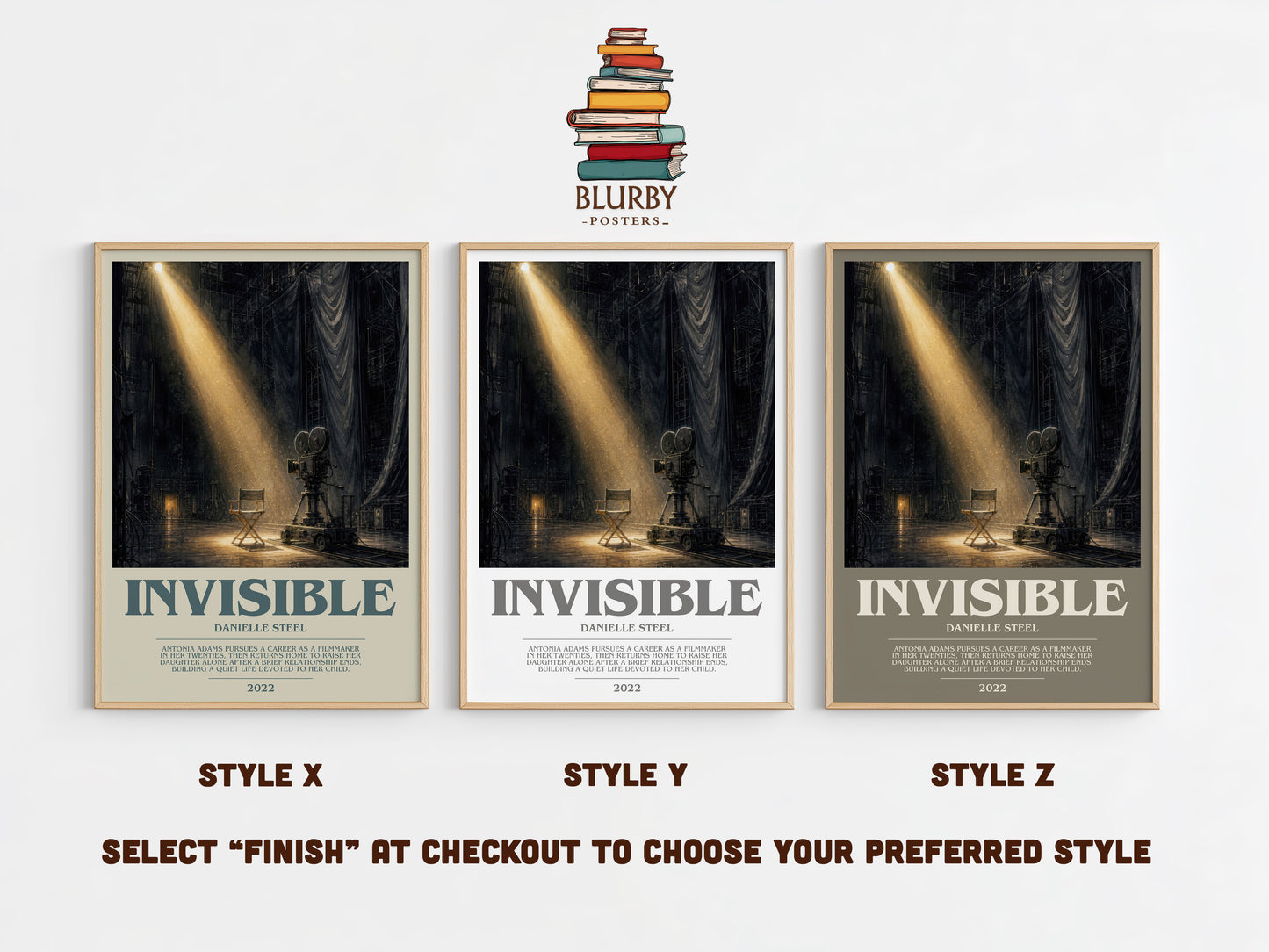 Invisible bookish print in frame leaning in hallway – romance wall art