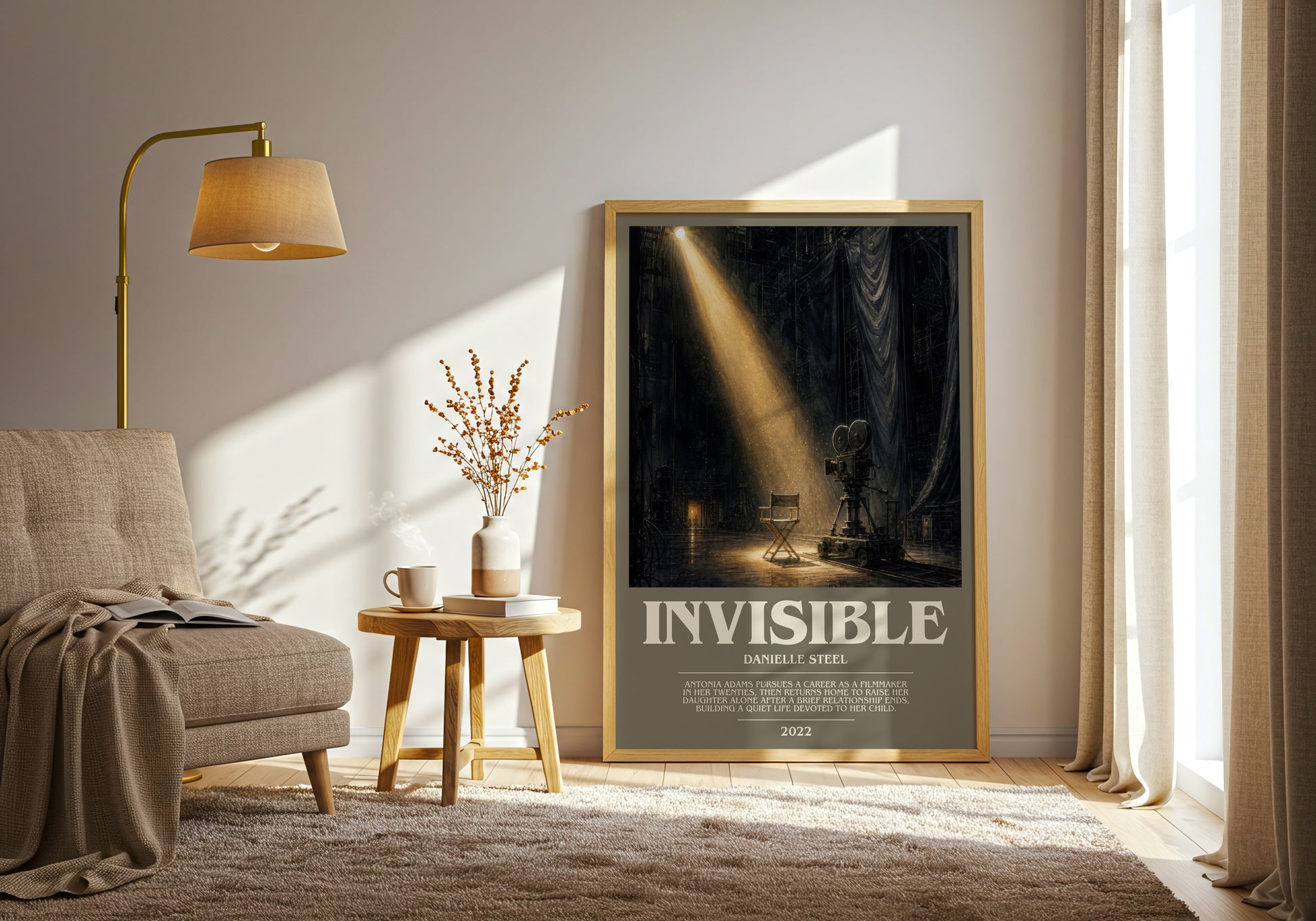 Invisible bookish print on bookshelf – Danielle Steel fan gift
