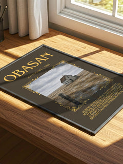 Obasan Minimalist Book Poster by Joy Kogawa – print on a sunlit desk