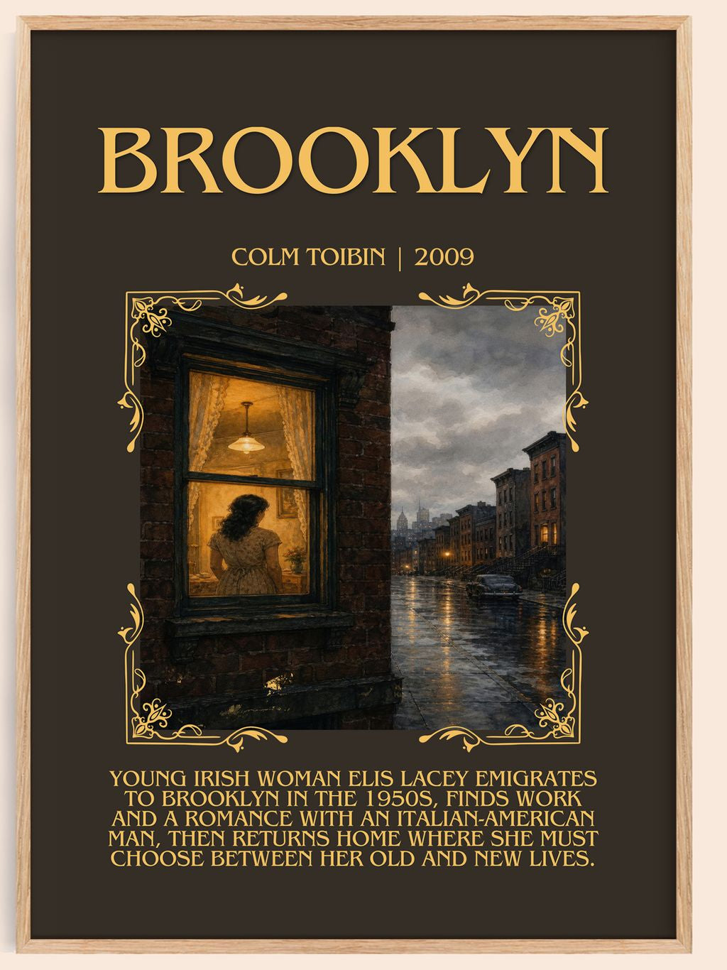 Brooklyn Minimalist Book Poster by Colm Toibin – book poster